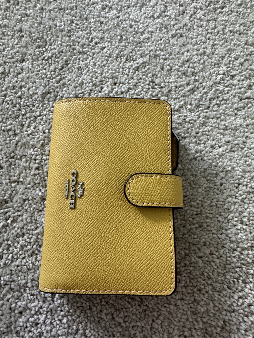 Coach Yellow Pebbled Leather Snap Card Case